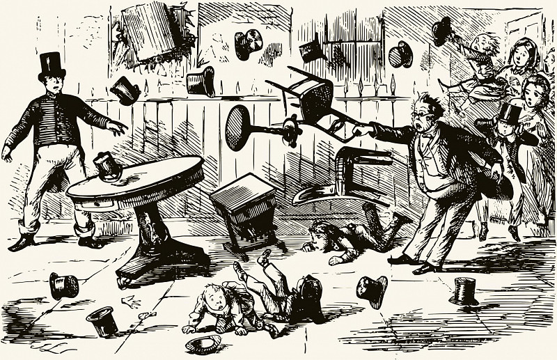 Карикатура Джона Лича на&nbsp;сеанс медиума Дэниела Дангласа Хоума для журнала Punch. 1853&nbsp;год&nbsp;Publicdomainvectors.org